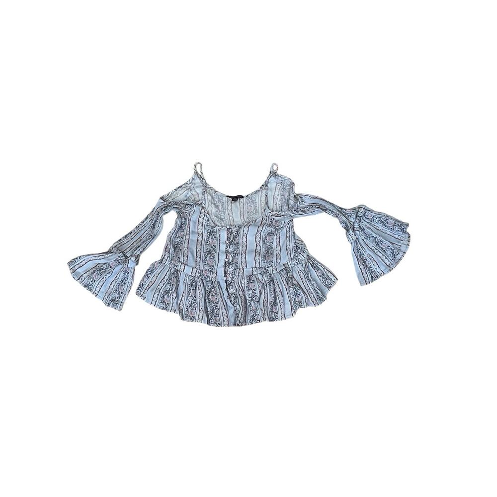 American Eagle Floral Cottagecore Long Sleeves Flared -Smocked Top Sz Small